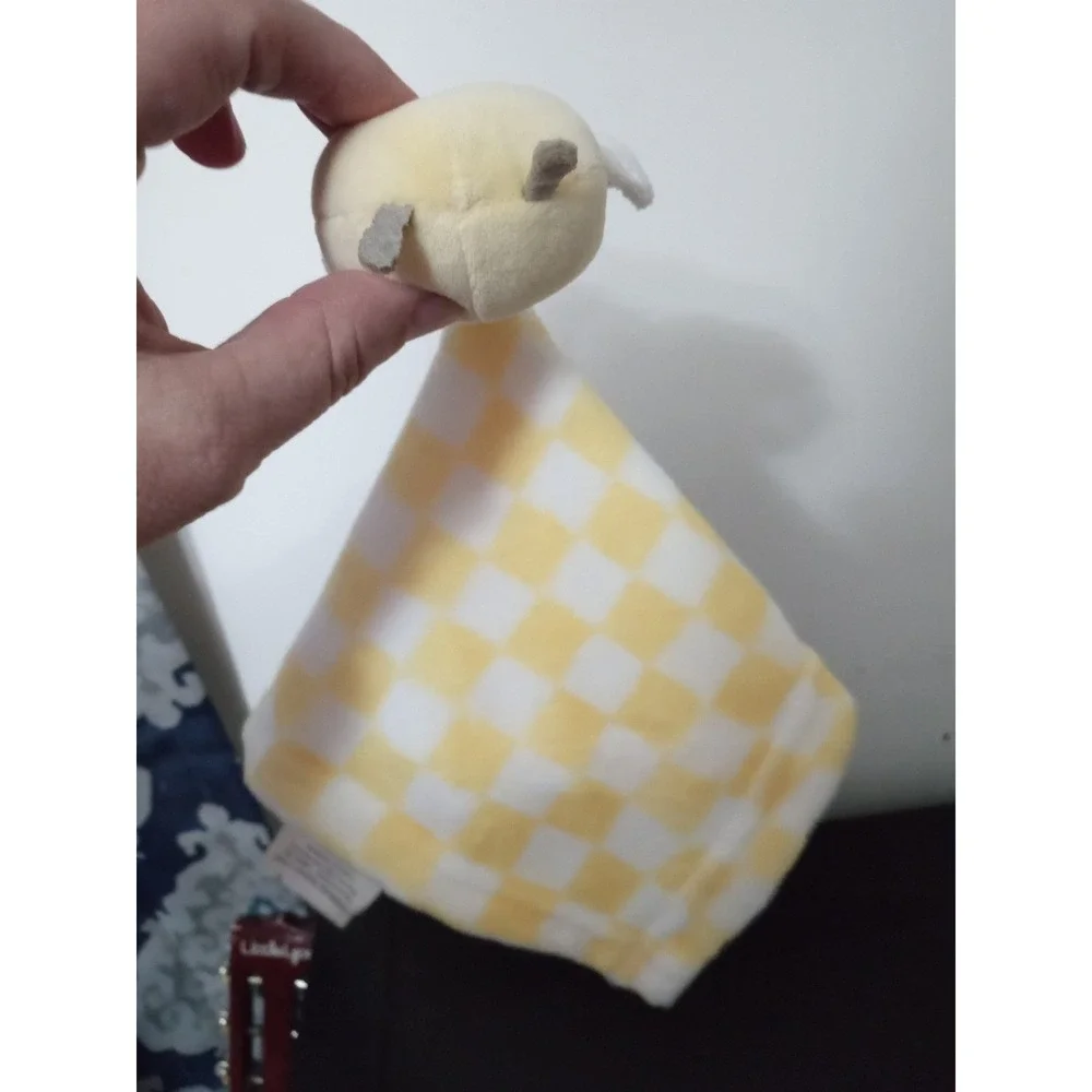 Lucky moon Bumble Bee Baby Lovey Security Blanket Yellow White‎ Checkered Plush